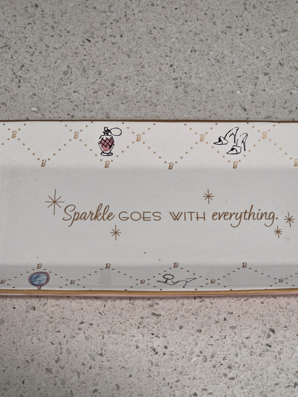 Barbie White and Gold 'Sparkle Goes With Everything' Vanity Tray